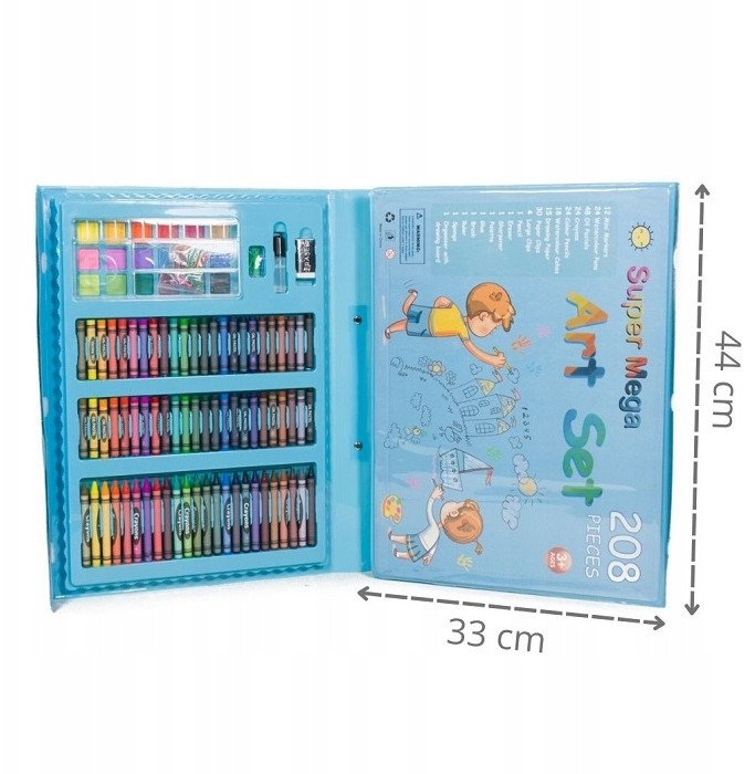 Kredki Zestaw Artystyczny Do Malowania +Niebieska Walizka 208 Elementów Xxl