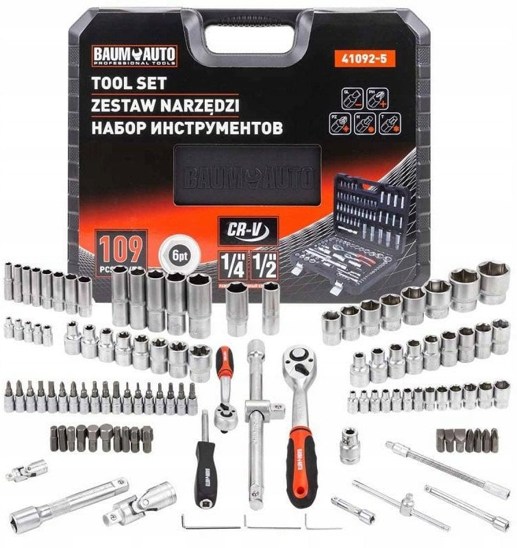 Zestaw narzędzi 1/2" i 1/4" 109el. (6-kątnych) (4-22mm)