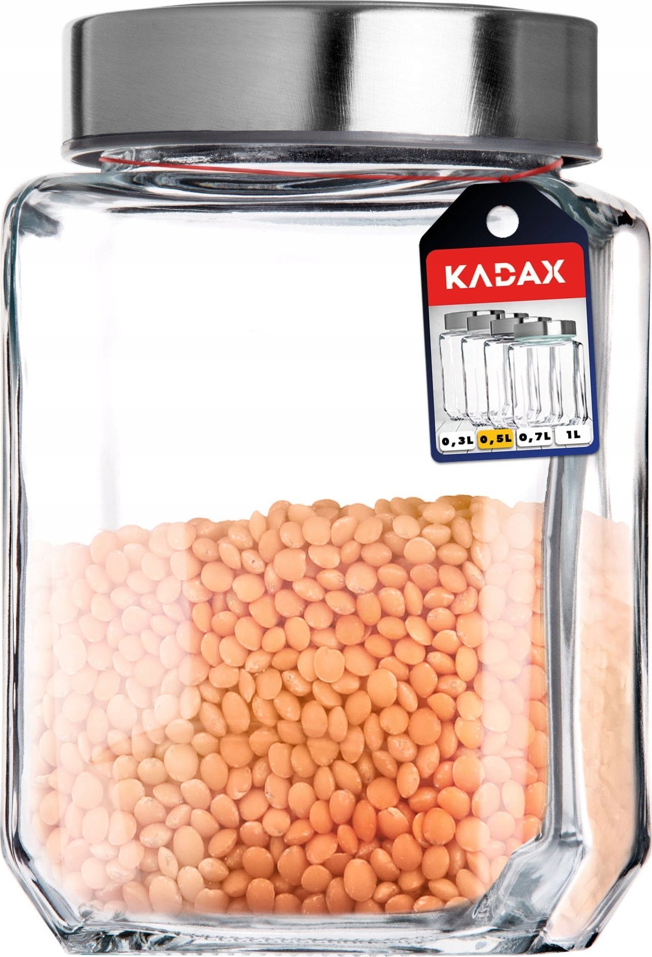 Kadax Pojemnik Na Żywność Szklany Z Pokrywką 500ml Szary