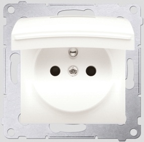 Kontakt-Simon Gniazdo pojedyncze SIMON54 z/u 16A IP20 z przesłoną torów kremowe - DGZ1BUZ.01/41