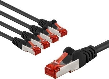 Goobay CAT 6 kabel krosowy, S/FTP (PiMF), 1 m, czarny, zestaw 5 - Długość kabla 1 m