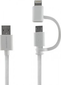 Kabel USB Thomson USB-A - microUSB + Lightning 1 m Biały (8tth2in1cablew)