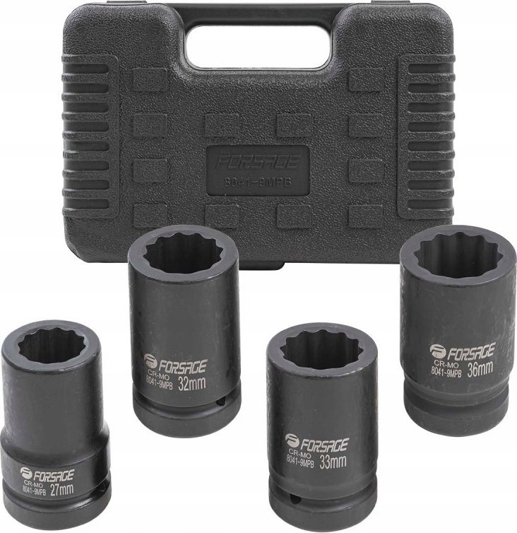 Forsage Zestaw nasadek udarowych głębokich 1" 4el. (12-kątnych) (27-36mm)