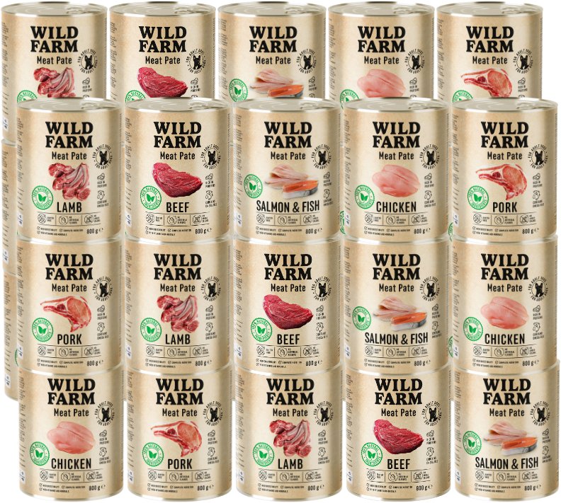 WILD FARM Pate Mix Smaków 30x800g bezglutenowa karma dla psa