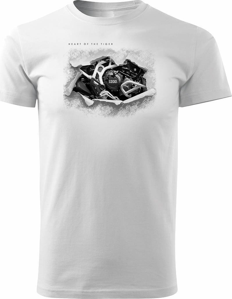 Topslang Koszulka z motocyklem na motor z silnikiem silnik Triumph Tiger 1200 męska biała REGULAR XXL