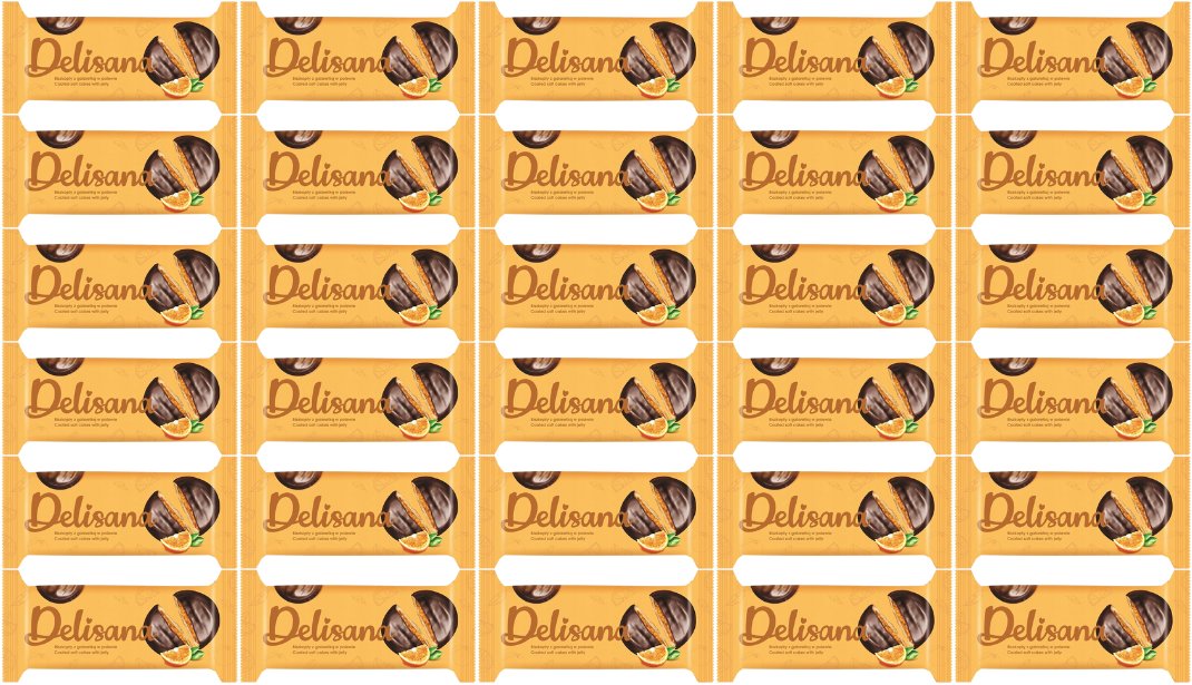 Delisana Biszkopty z galaretką pomarańczową i czekoladą 135 g x 30 sztuk