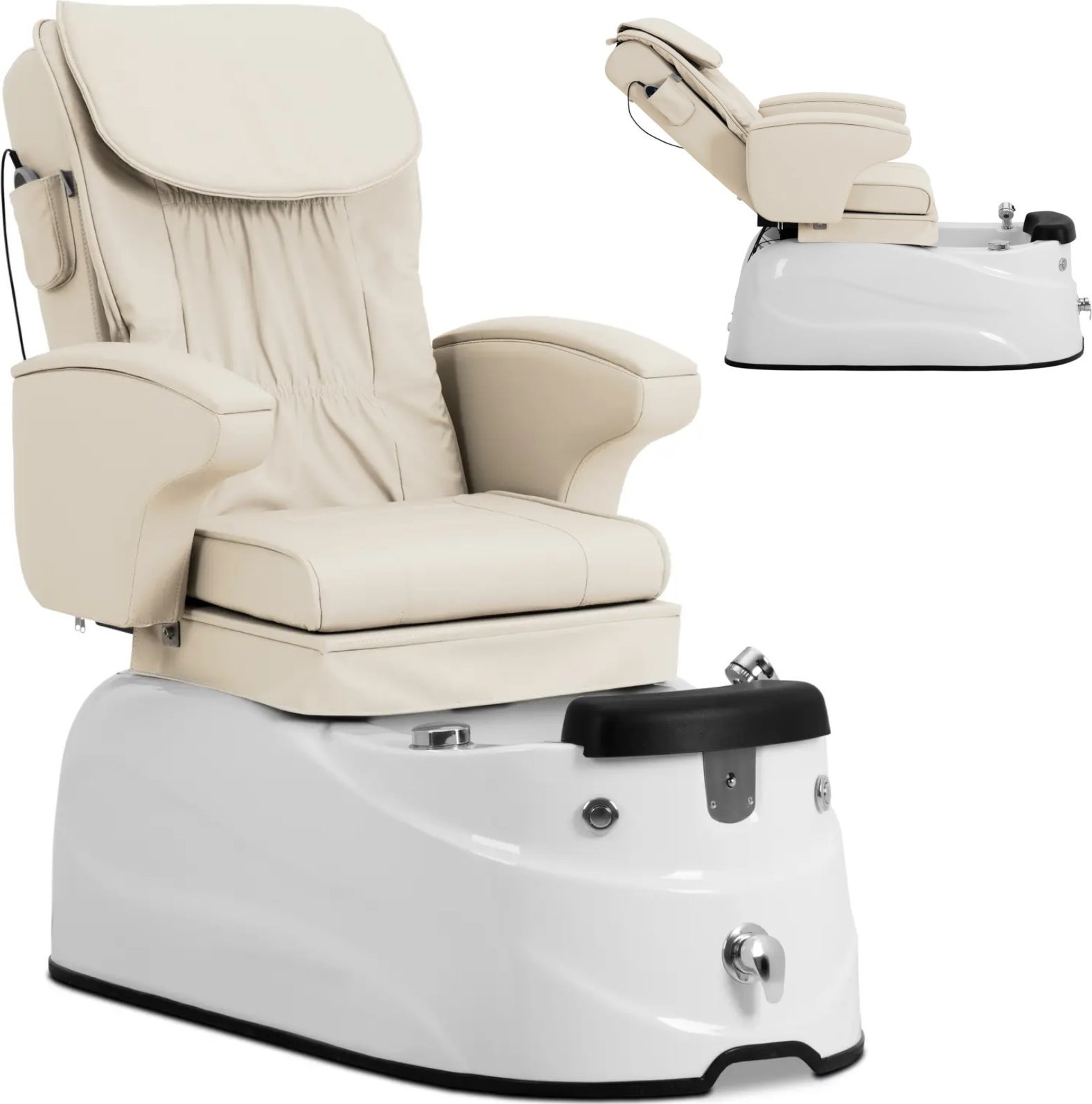 Fotel podologiczny do pedicure z funkcją masażu brodzikiem - kremowy Fotel podologiczny do pedicure z funkcją masażu brodzikiem - kremowy