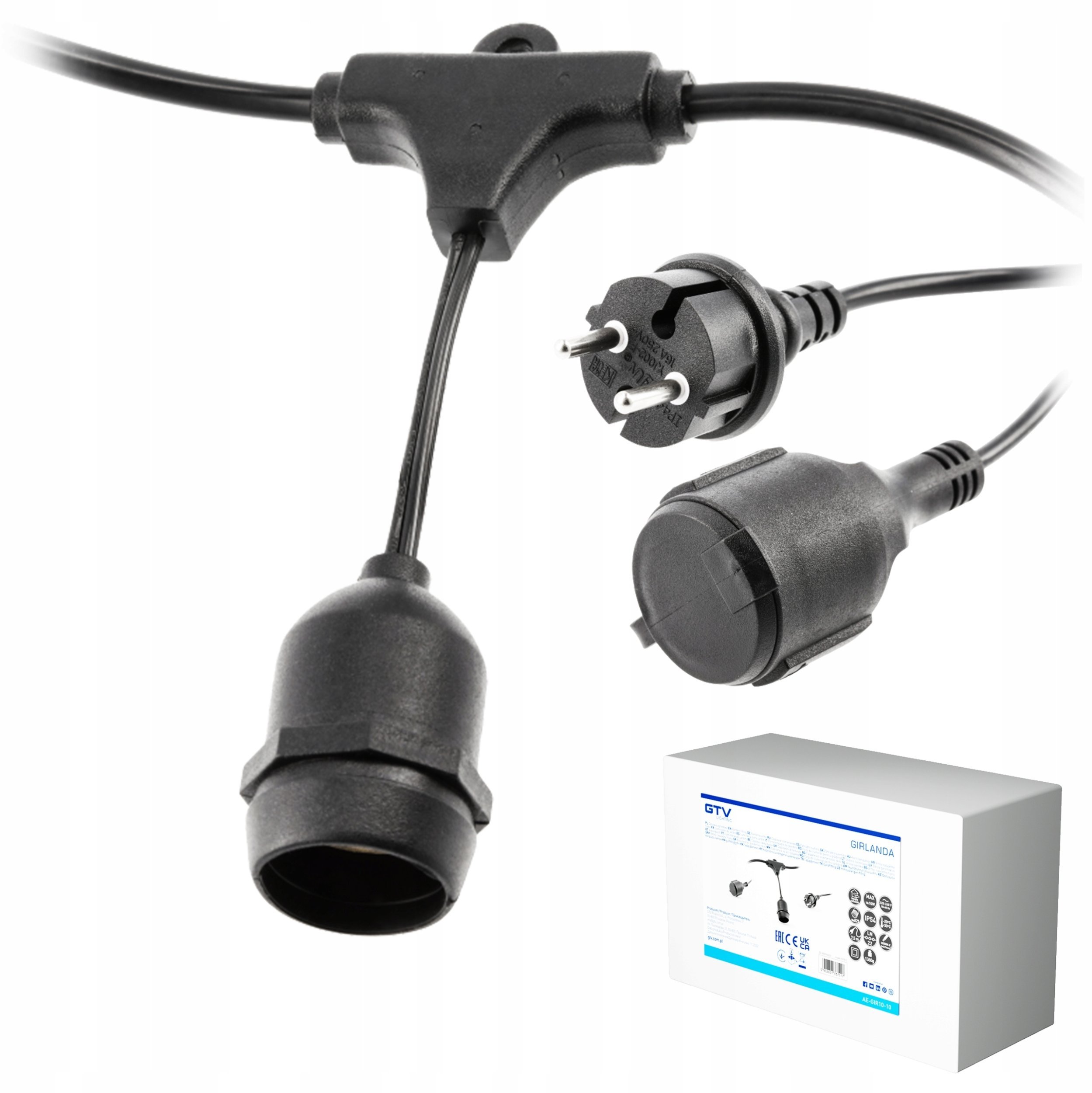 Girlanda ogrodowa 10m E27x10 AC220-240V 2x0,75mm AE-GIR10-10