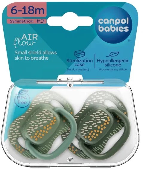 Smoczek symetryczny 6-18m 2 szt. Mountains zielony Canpol babies