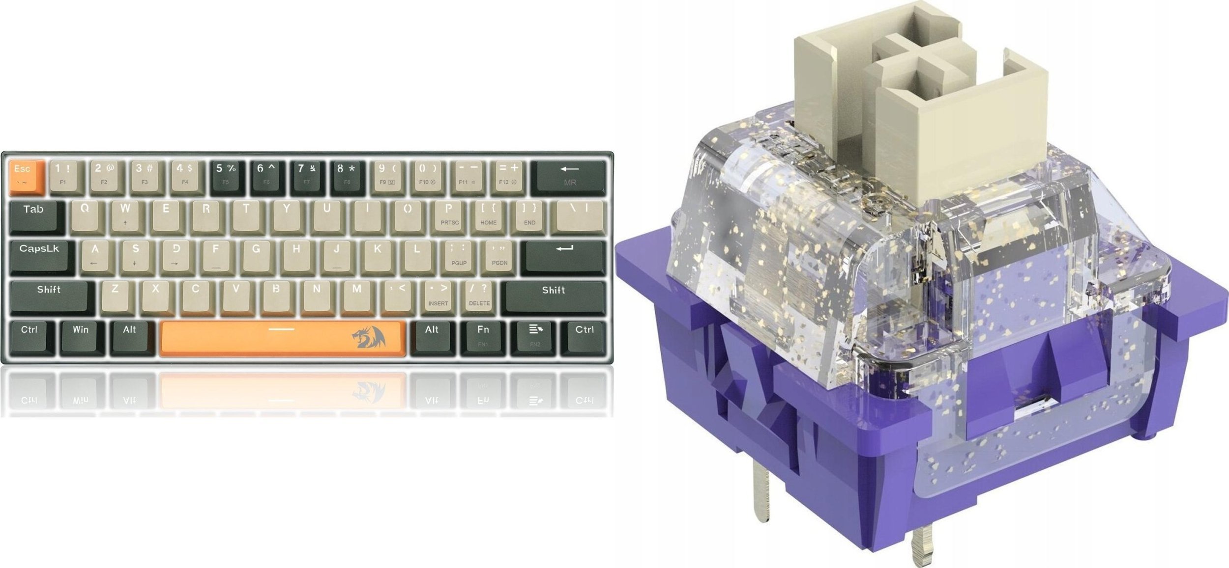 Klawiatura Redragon Redragon K606 Lakshmi Red switch (K606-OG&GY&BK) + A113 HP1 Panda Keycaps (A113 HP1)