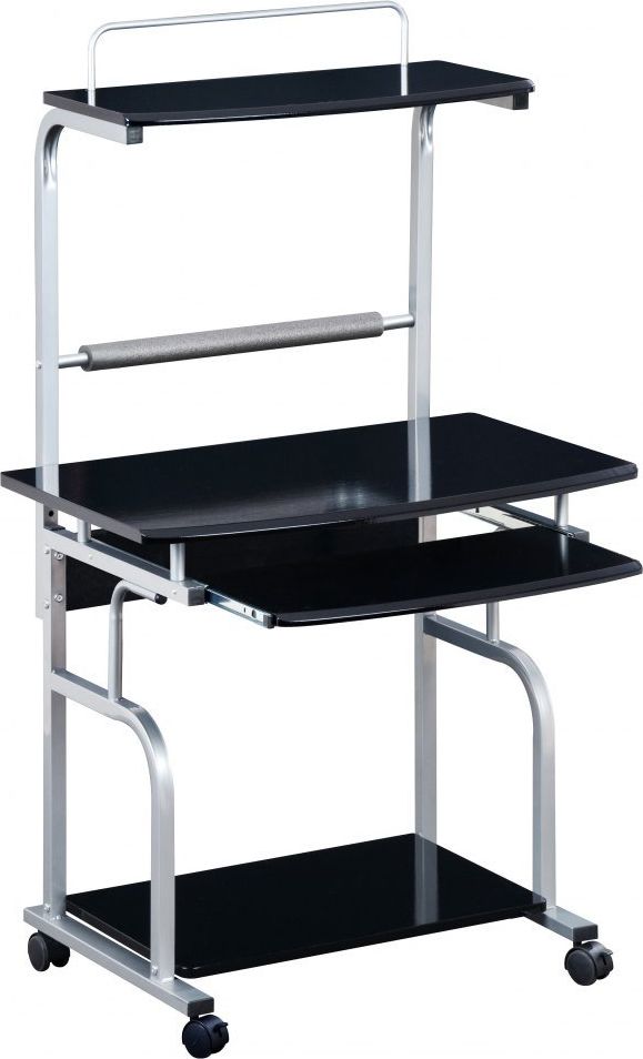 Techly Biurko mobilne z nadstawką czarne