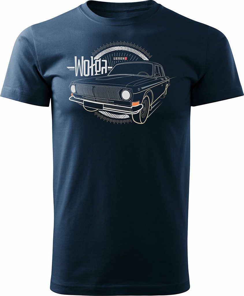 Topslang Koszulka z Wołgą Wołga Gaz auto PRL legenda męska granatowa REGULAR L