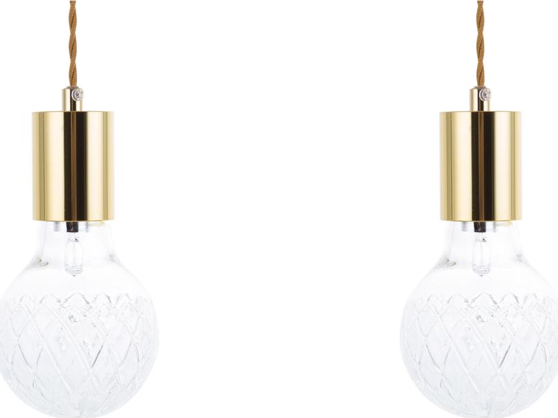 Lampa wisząca Beliani Zestaw 2 lamp wiszących szklanych złoty ANZA