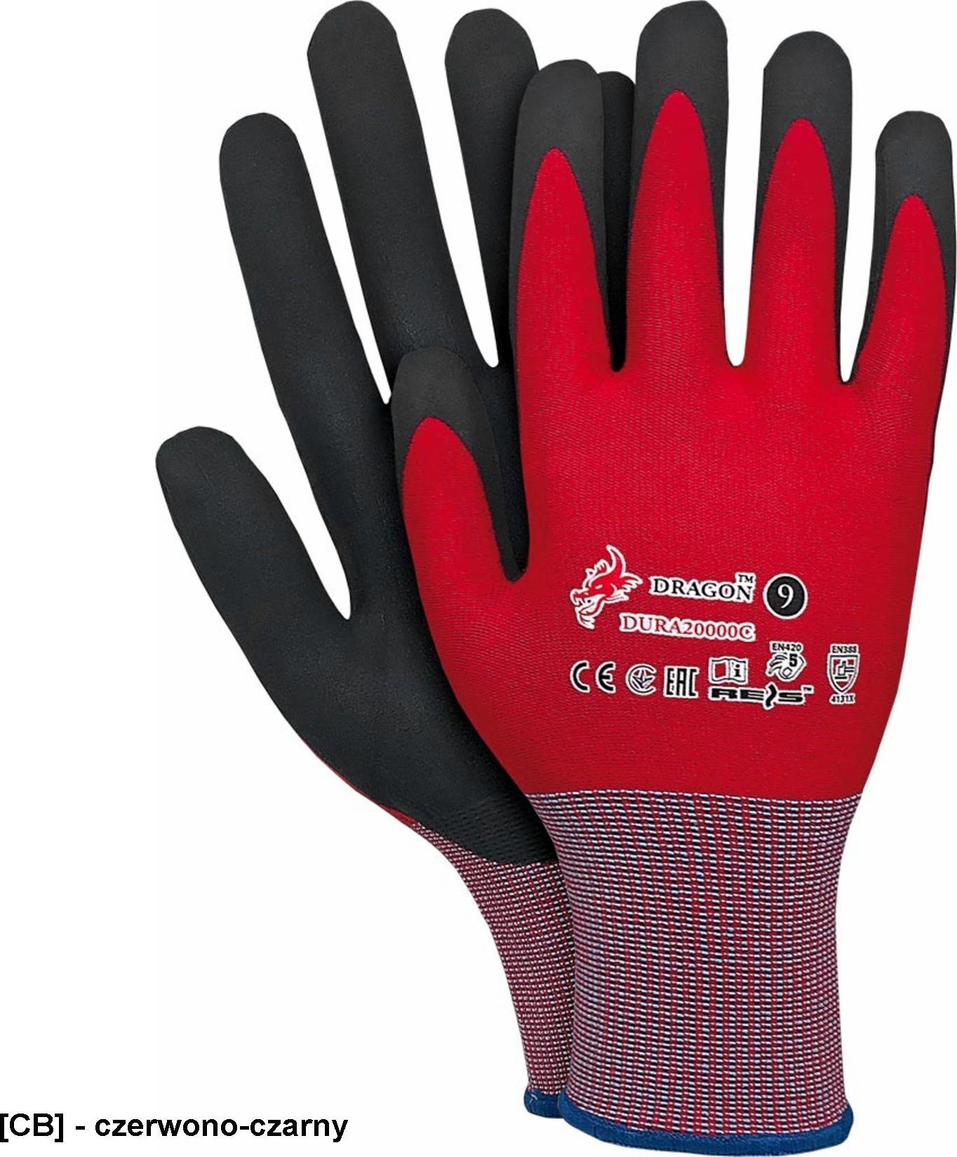 R.E.I.S. DURA20000C - Rękawice ochronne wykonane z nylonu, powlekane nitrylem 7