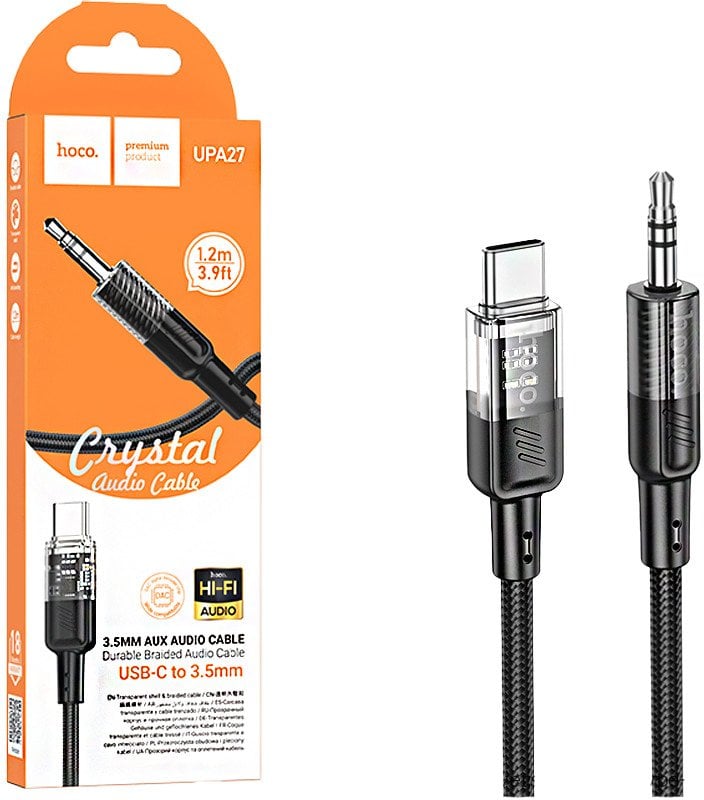 Kabel USB Hoco USB-C - mini Jack 3.5 mm 1.2 m Czarny