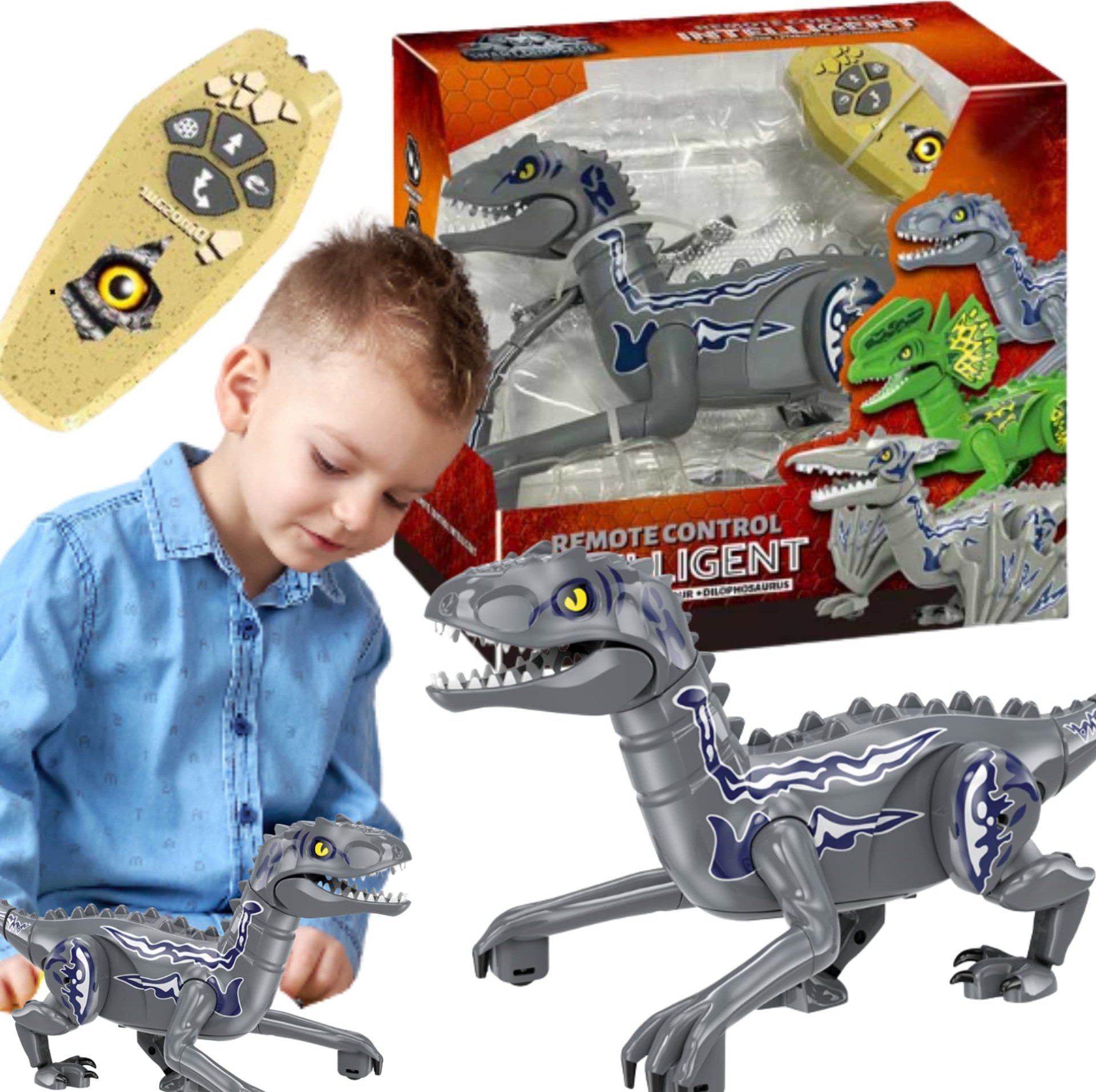 ProNice DUŻY INTERAKTYWNY DINOZAUR ROBOT ZDALNIE STEROWANY NA PILOT CHODZI RYCZY