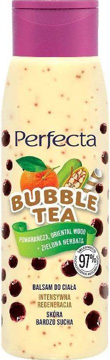 Perfecta Bubble Tea intensywnie regenerujący balsam do ciała Pomarańcza + Oriental Wood + Zielona Herbata 400ml