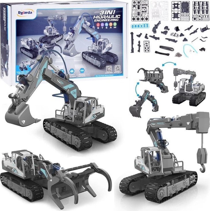 Jokomisiada Zestaw 3w1 zbuduj Maszyny Budowlane Koparka Dźwig Ładowarka 168el ZA5013