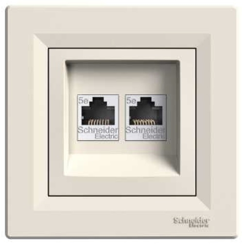 Schneider Electric Gniazdo komputerowe podwójne 2xRJ45 kat.5e kremowe - EPH4400123