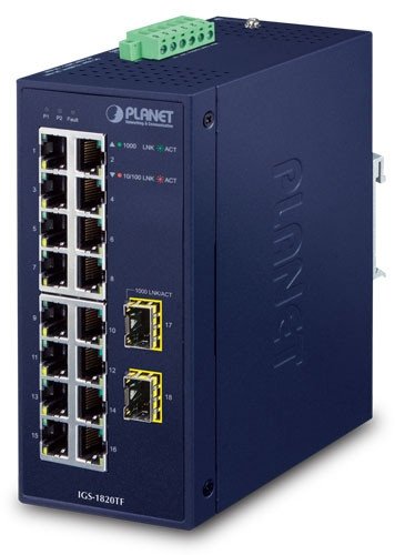 PLANET IGS-1820TF łącza sieciowe Nie zarządzany L2 Gigabit Ethernet (10/100/1000) Niebieski