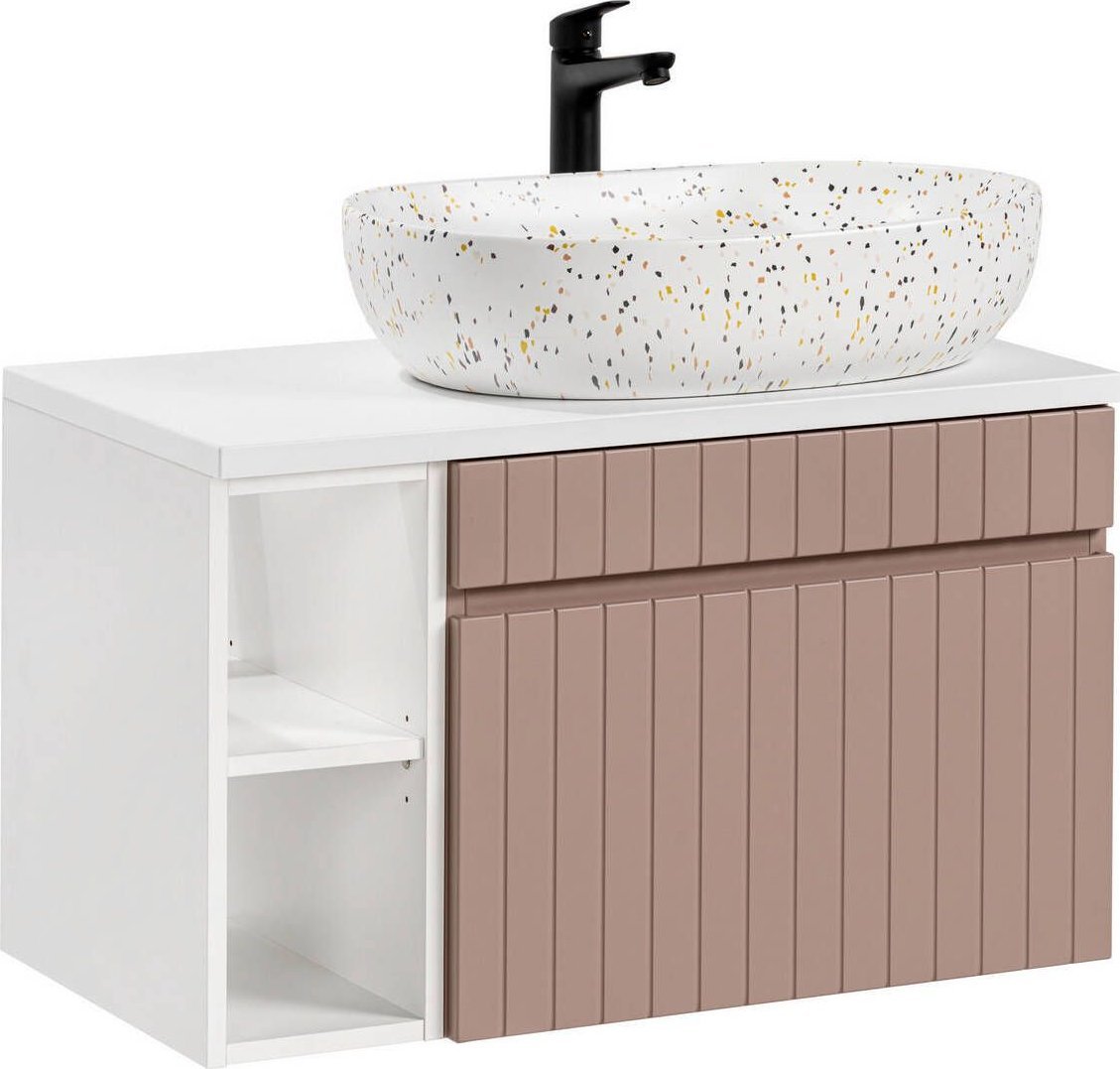 Comad Szafka wisząca z blatem i umywalką, Iconic, 80x46x46 cm, różowy, mat