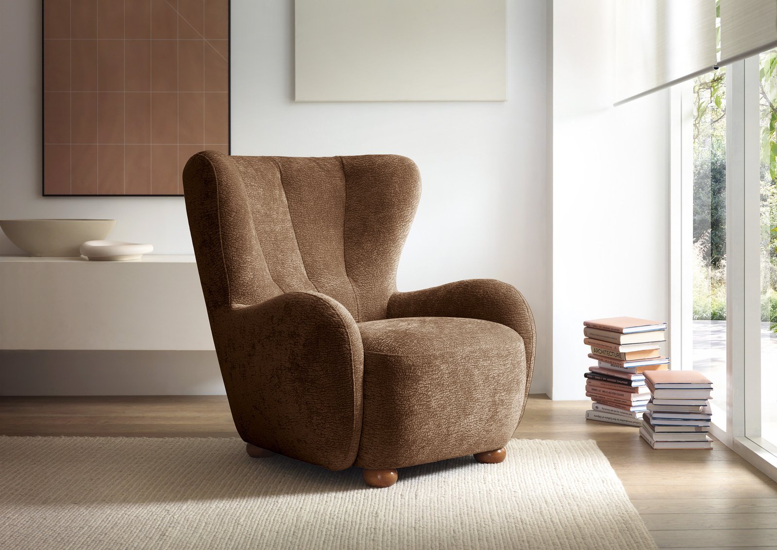 Fotel tapicerowany uszak FILO Dress Me 11 Brązowy Czekoladowy nóżki do wyboru