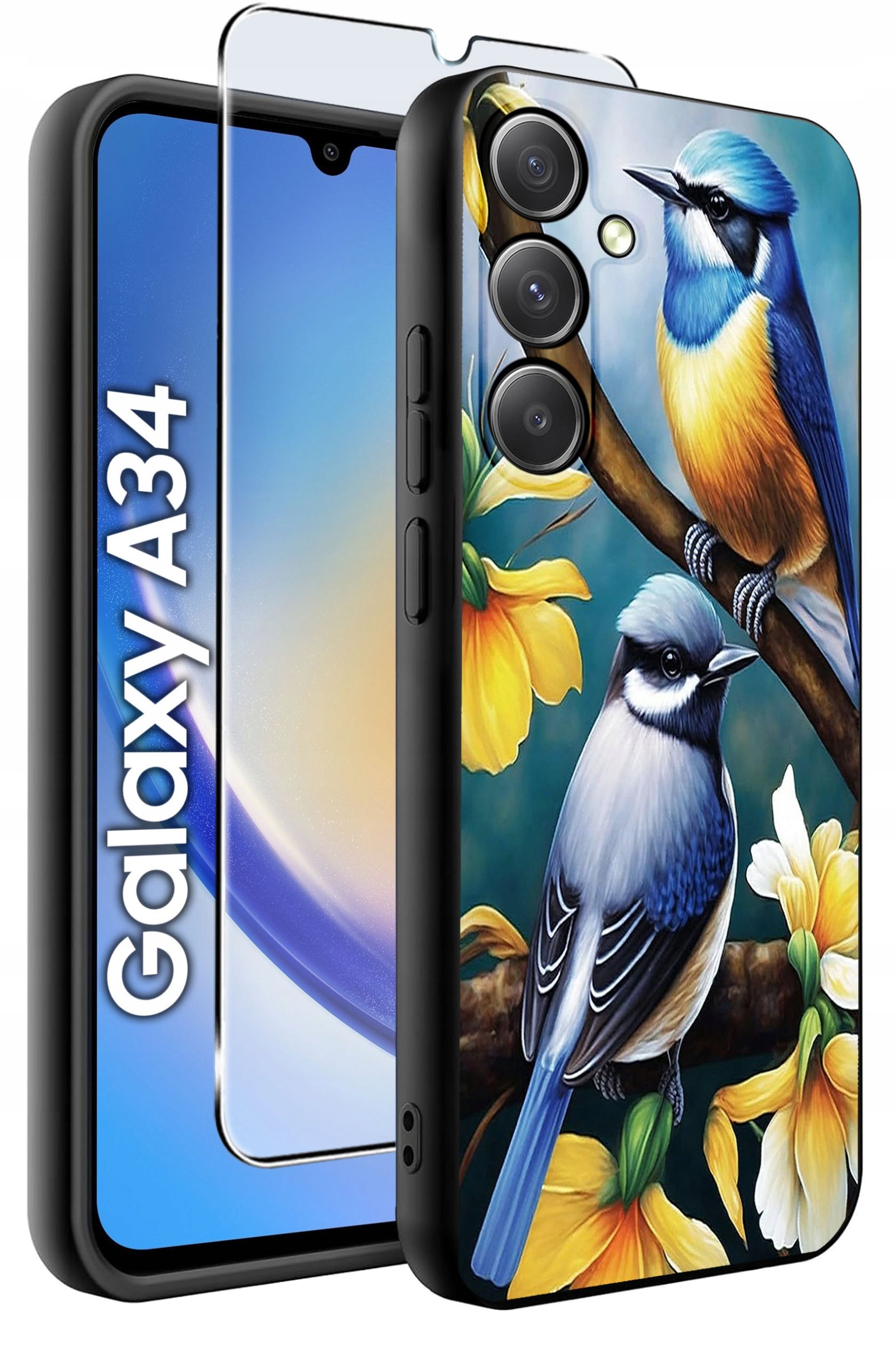 ETUI do Samsung A34 5G WZORY | SILIKONOWE MATT CASE + SZKŁO 9H