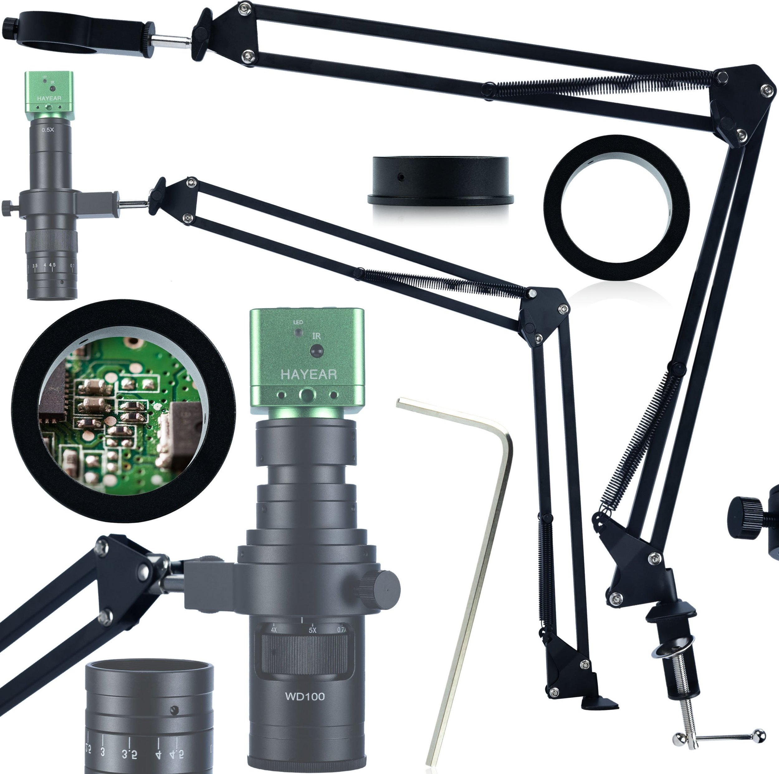 Rosfix WYSIĘGNIK RUCHOME RAMIE BAZA DO MIKROSKOPU CYFROWEGO 50MM OBIEKTYW 180X HQ