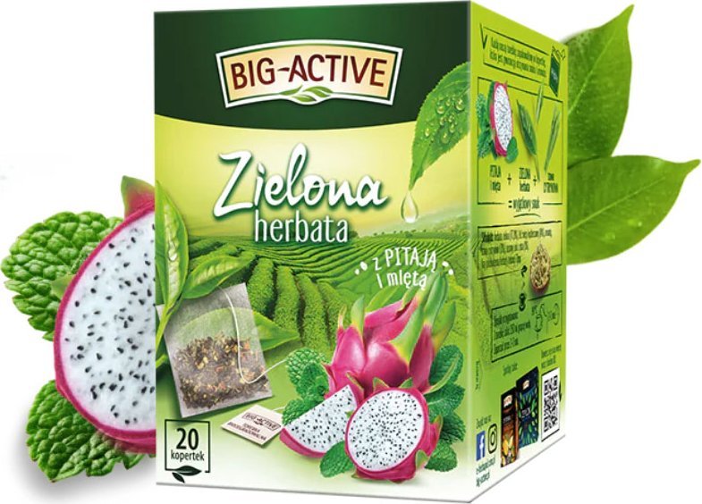 Herbata zielona pitaja z miętą Big-Active 20 torebek