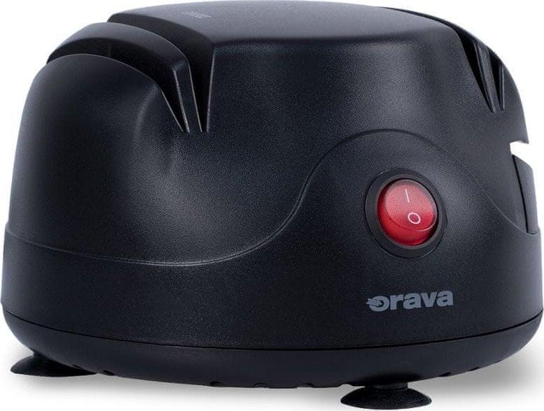 ORAVA elektrická bruska na nože a nůžky, dvoustupňový ostřící systém, kompaktními rozměry, černá