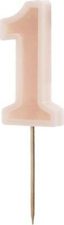 Świeczka urodzinowa 1 brudny róż 6cm