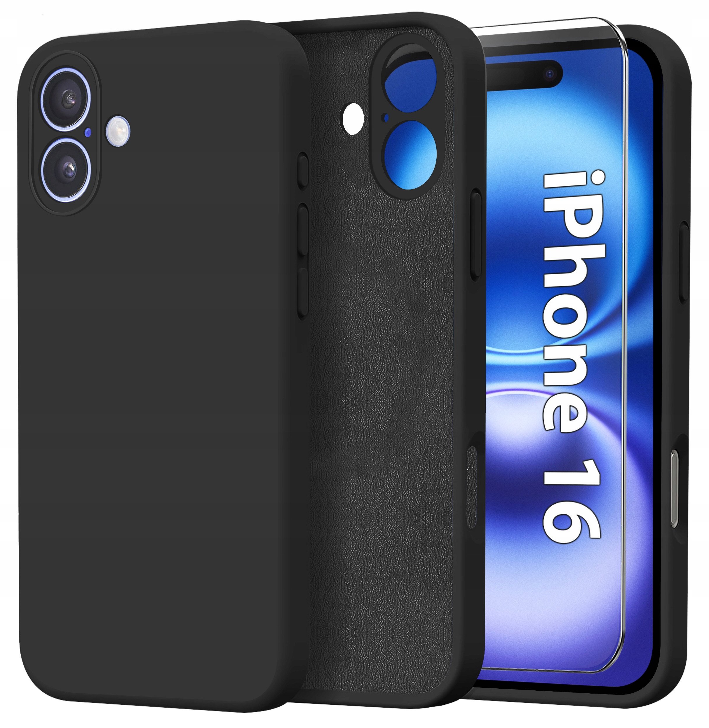 Etui do Apple iPhone 16 CASE Silicone ELASTYCZNE + Szkło OCHRONNE 9H