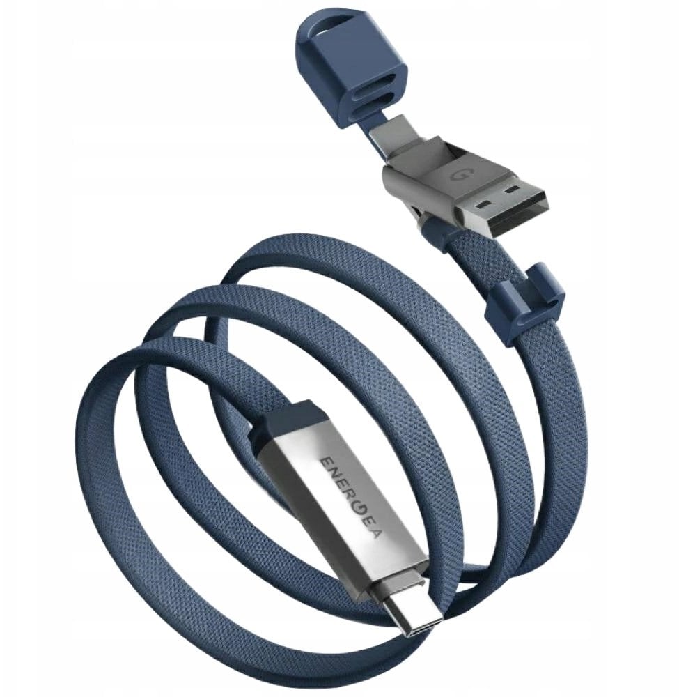 Kabel USB Energea Kabel Sheath Travel 2w1 USB-C do USB-C/USB-A 480Mbps 60W 1.2m niebieski