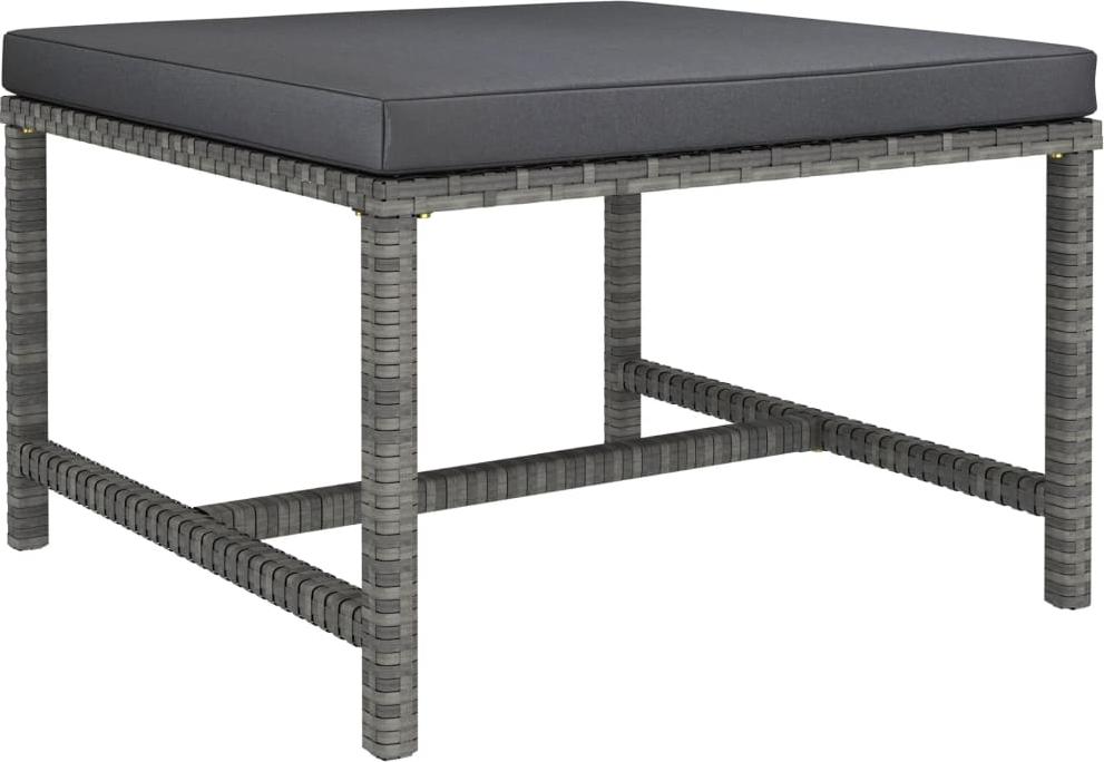 vidaXL Podnóżek do mebli modułowych, z poduszką, szary, polirattan