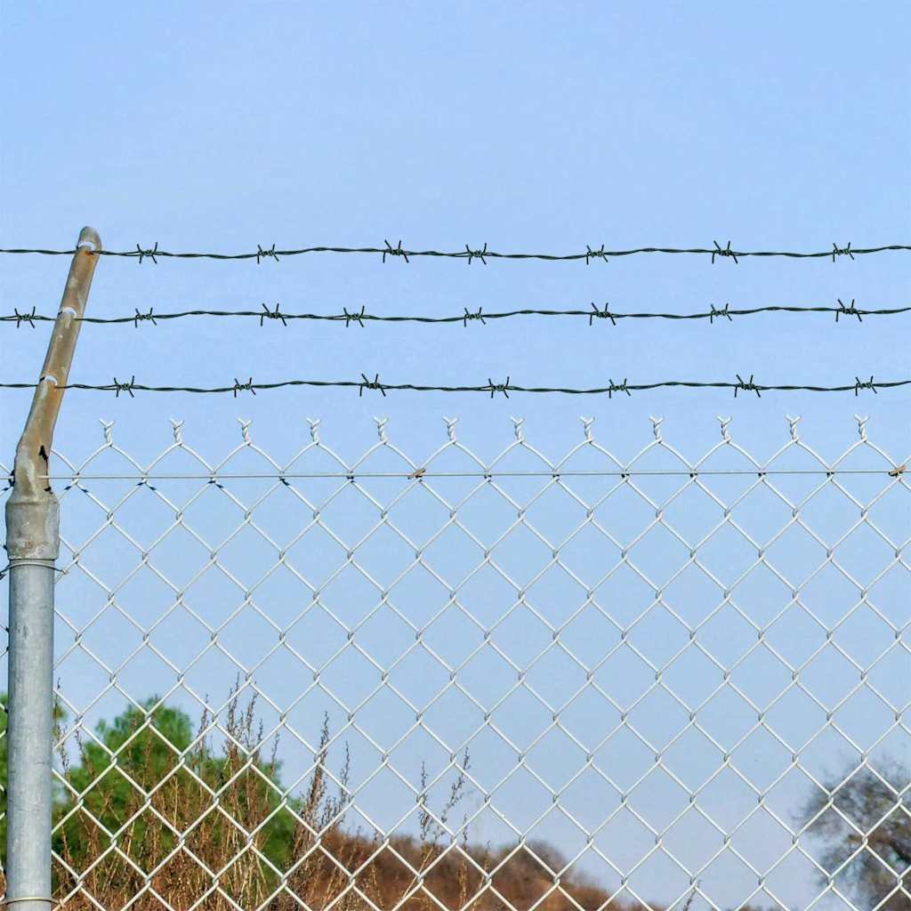 vidaXL Drut kolczasty zielony stal ocynkowana ogniowo 50 m