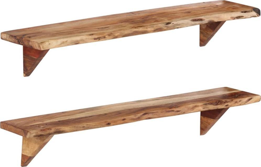 vidaXL Półki ścienne, 2 szt., 110x20x18 cm, lite drewno akacjowe