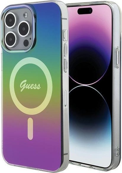 Guess Guess GUHMP15LHITSK iPhone 15 Pro 6.1" wielokolorowy/rainbow hardcase IML Iridescent MagSafe