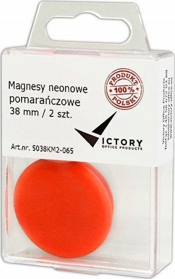 Victory Office Product MAGNESY VICTORY OFFICE 38MM 2SZT. NEONOWE POMARAŃCZOWE