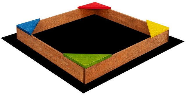 Piaskownica drewniana dla dzieci 90x90 cm impregnowana, z ławkami narożnymi i agrowłókniną UNIWERSALNY