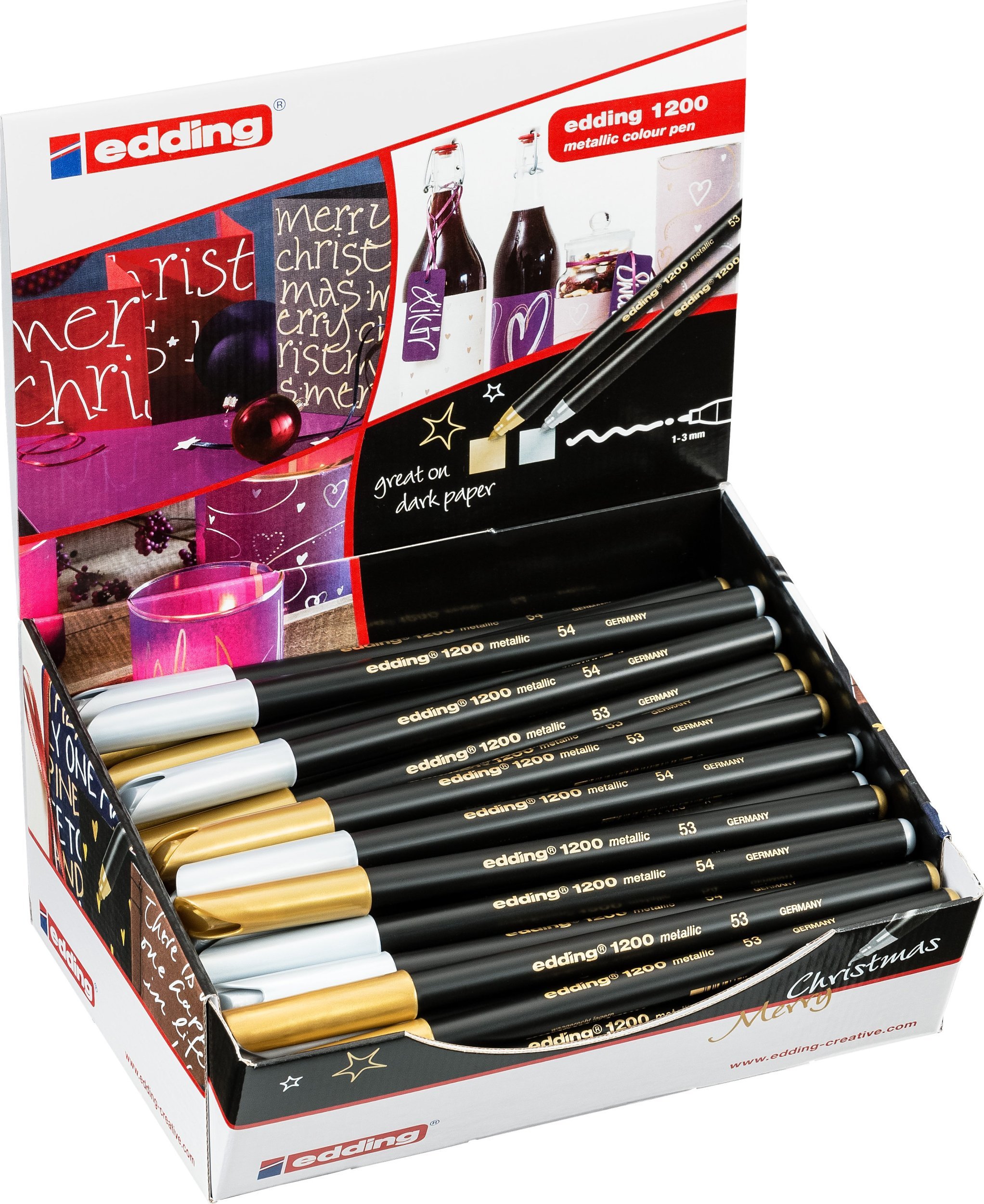 Edding Pisak metaliczny e-1200 EDDING, 1-3 mm, display, 50 szt., mix kolorów