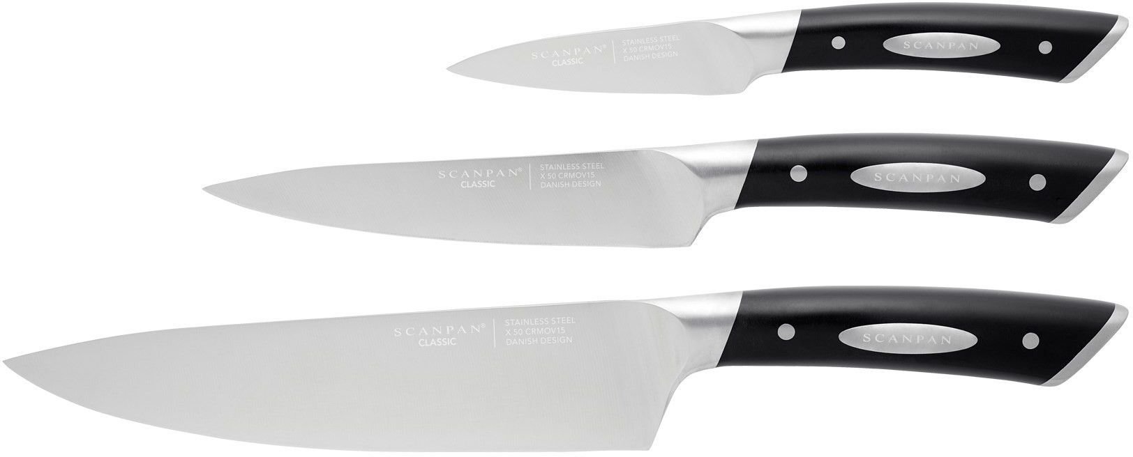 Scanpan Noże 3 szt zestaw Szefa Classic