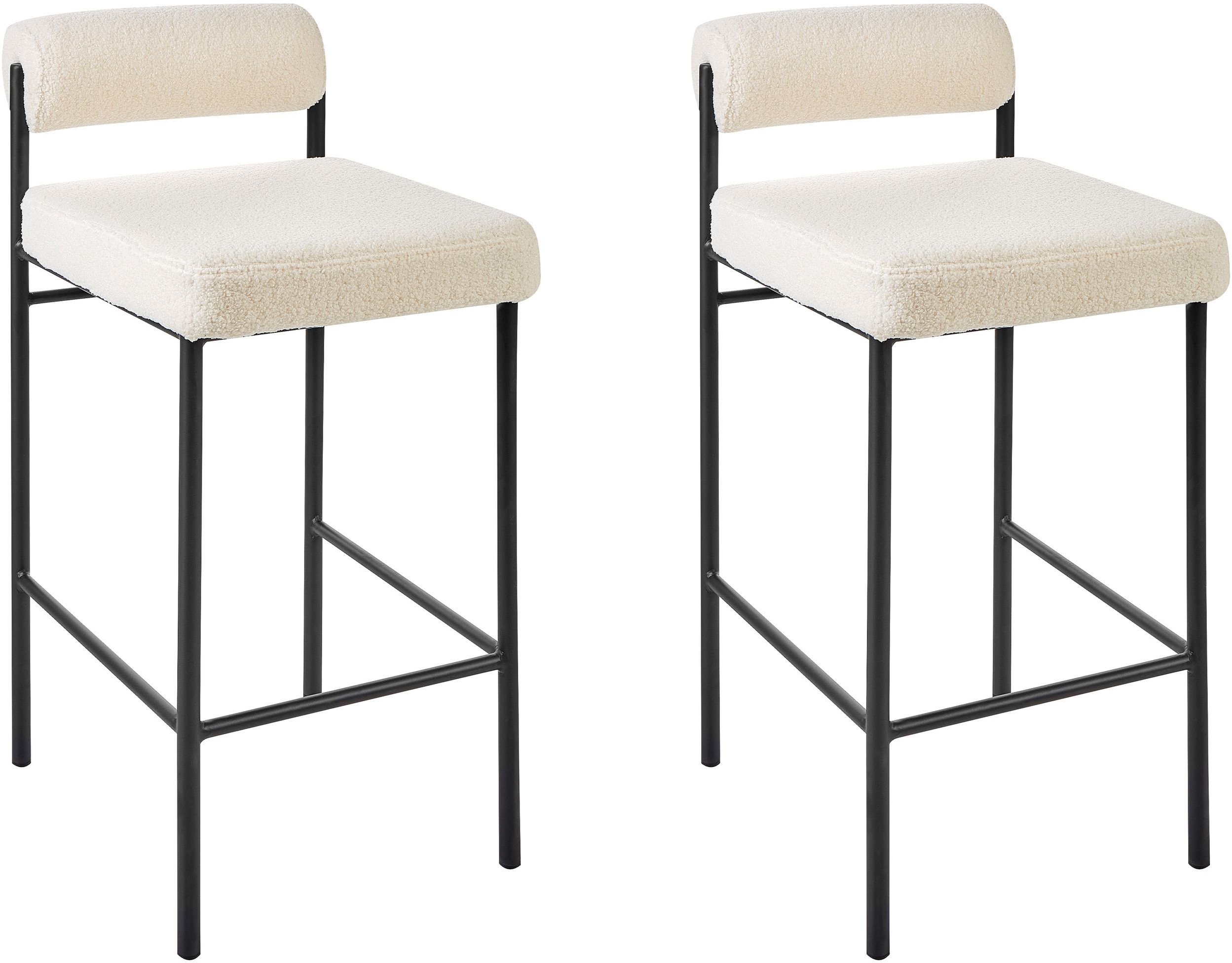 Beliani Zestaw 2 krzeseł barowych AMAYA Boucle Złamana biel