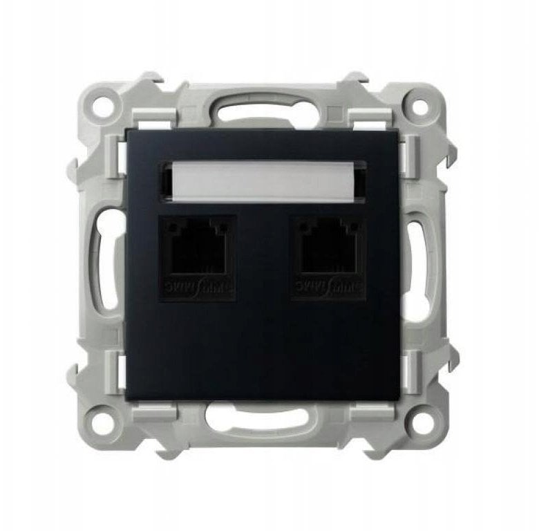 SZAFIR Gniazdo telefoniczne podwójne niezależne czarny metalik GPT-2ZN/m/33