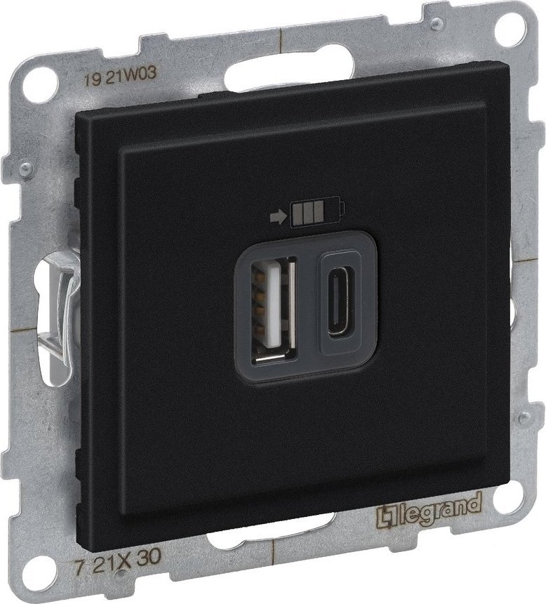 Legrand SUNO - Gniazdo USB typ A + C - 5 V - 3 A, Czarny - Legrand 721430 himp