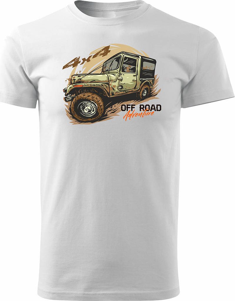 Topslang Koszulka rajdowa z jeepem jeep offroad off road off-road 4x4 męska biała REGULAR M