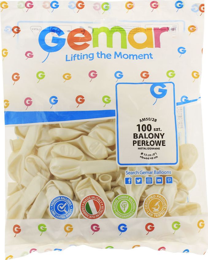Gemar Balony metaliczne Perłowe, AM50, 13 cm, 100 szt.