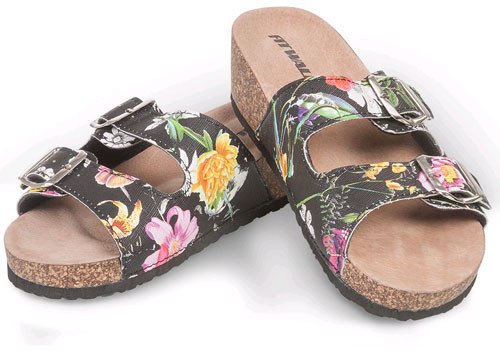 WYGODNE KLAPKI W KWIATY NA KOTURNIE BUTY 36