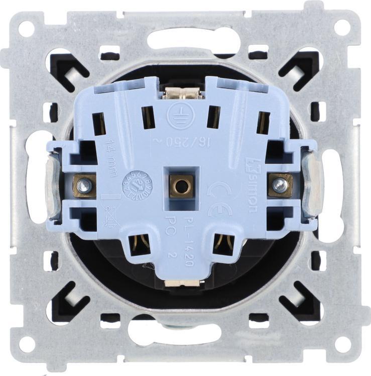Kontakt-Simon Simon 54 Gniazdo Schuko z przesłonami (moduł) 16A 250V szybkozłącza czarny mat DGSz1CZ.01/49