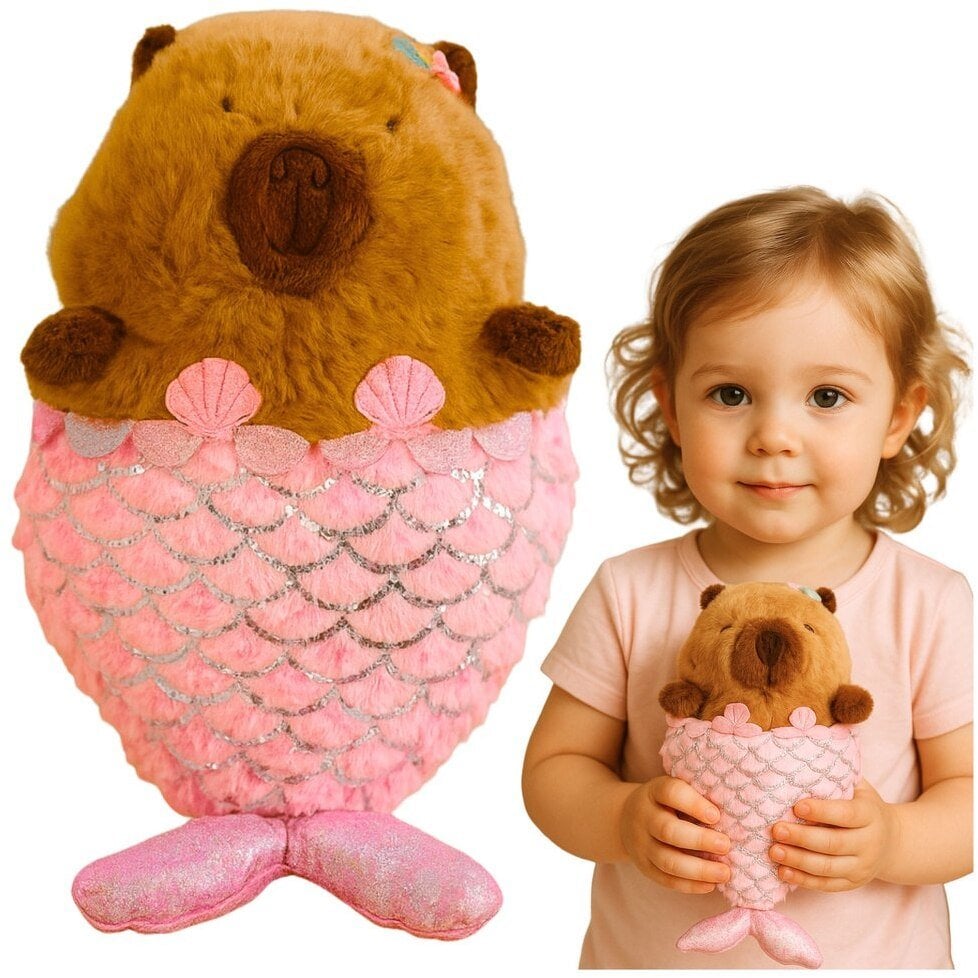 Pluszowa Maskotka Przytulanka Kapibara Syrenka Różowa 28cm
