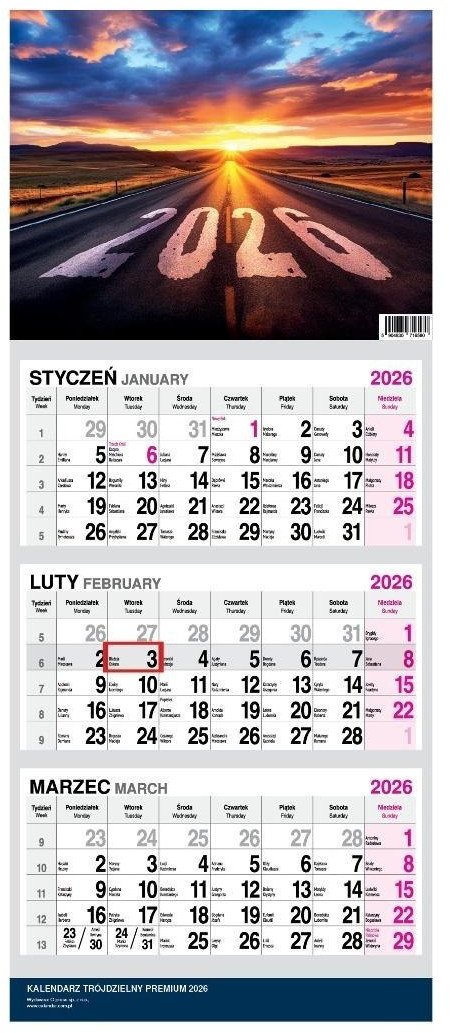 Kalendarz 2026 trójdzielny premium Droga